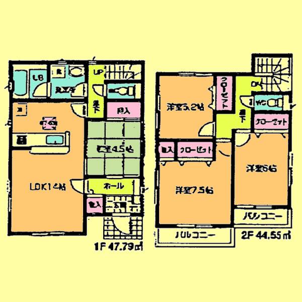 Floor plan. Price 25,800,000 yen, 4LDK, Land area 106.11 sq m , Building area 92.34 sq m