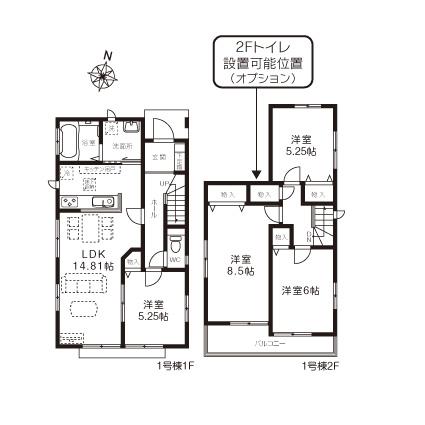 Floor plan. (1 Building), Price 25,800,000 yen, 4LDK, Land area 179.23 sq m , Building area 92.74 sq m