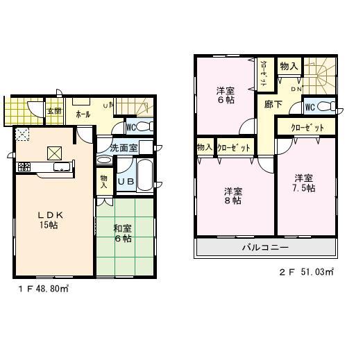 Floor plan. 28.8 million yen, 4LDK, Land area 100.27 sq m , Building area 99.83 sq m