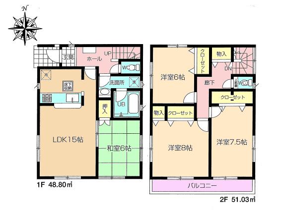 Floor plan. 28.8 million yen, 4LDK, Land area 100.27 sq m , Building area 99.83 sq m