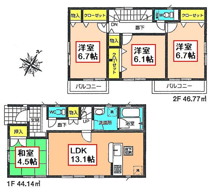 Floor plan. (4 Building), Price 21,800,000 yen, 4LDK, Land area 114.92 sq m , Building area 90.91 sq m