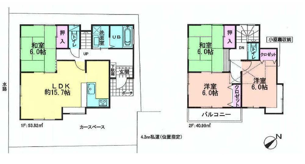 Floor plan. 23.8 million yen, 4LDK, Land area 100.67 sq m , Building area 94.81 sq m 4LDK