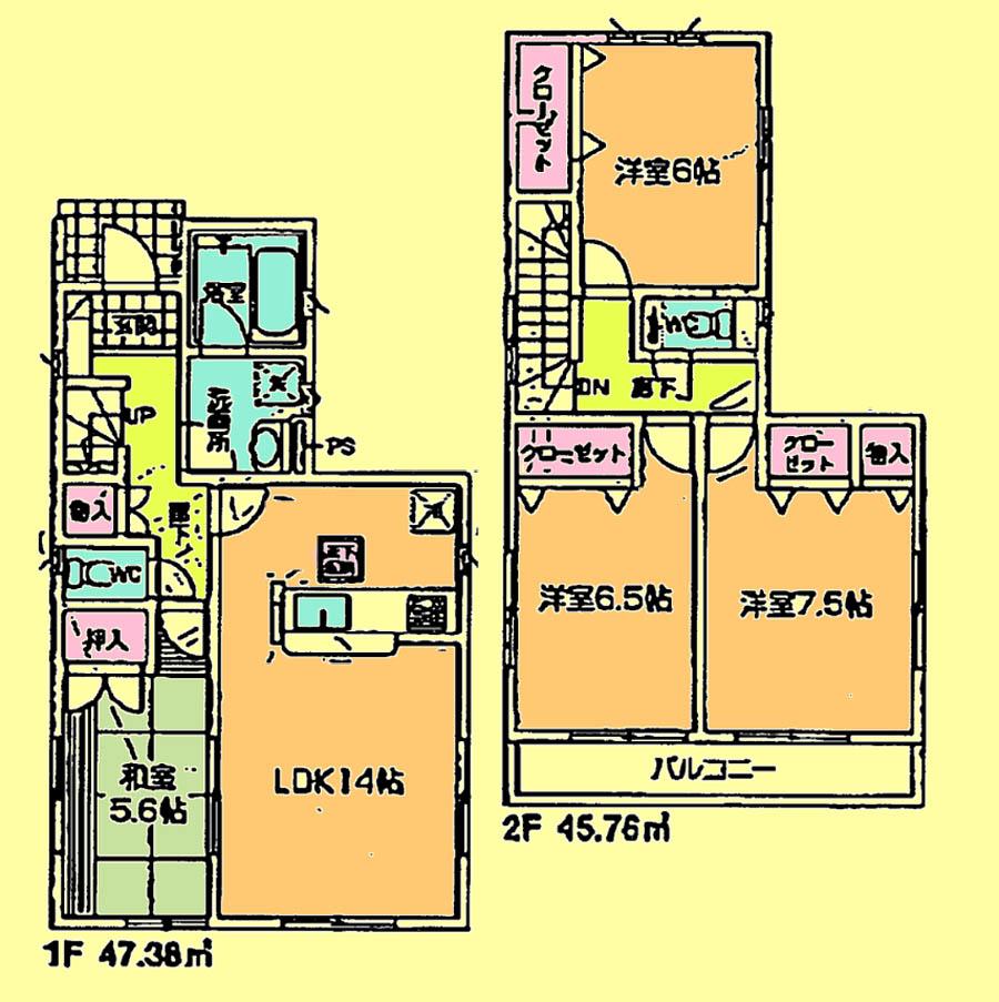 Floor plan. Price 26,800,000 yen, 4LDK, Land area 109.93 sq m , Building area 93.14 sq m