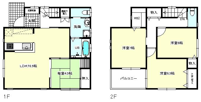 Floor plan. (1 Building), Price 39,300,000 yen, 4LDK, Land area 107.07 sq m , Building area 100.19 sq m