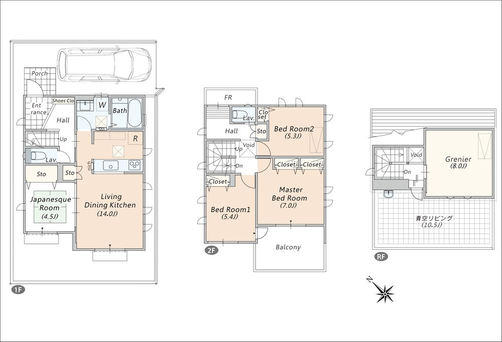 Floor plan. (3 Building), Price 36,600,000 yen, 4LDK+S, Land area 100.28 sq m , Building area 98.01 sq m