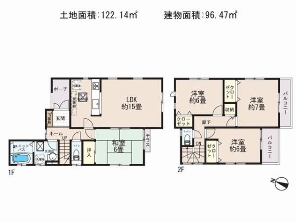 Floor plan. 27,800,000 yen, 4LDK, Land area 122.14 sq m , Building area 96.47 sq m