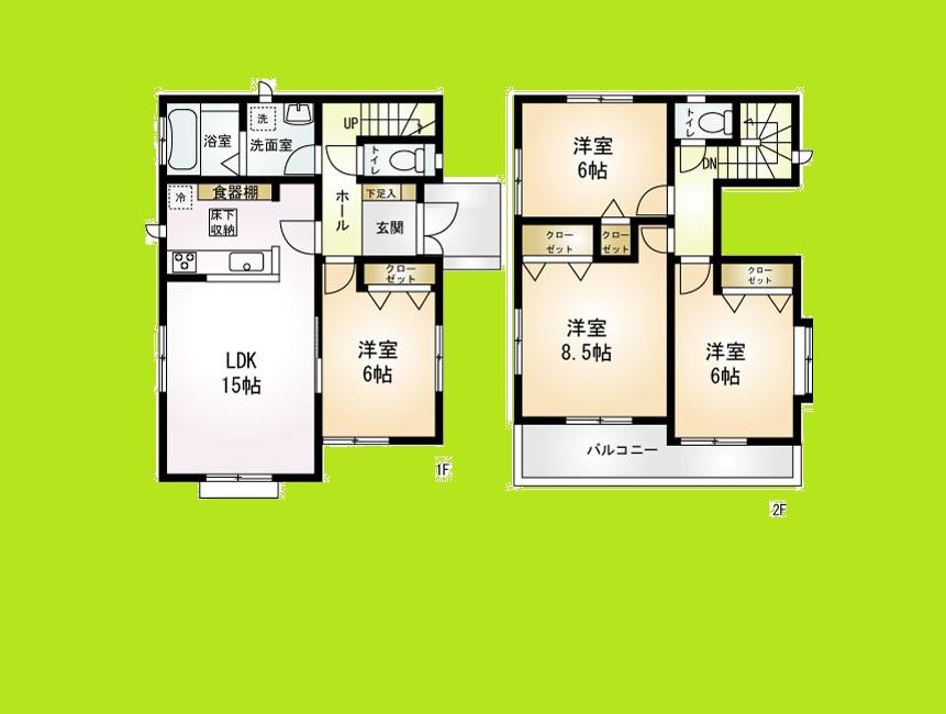 Floor plan. (D), Price 32,800,000 yen, 4LDK, Land area 112.53 sq m , Building area 96.05 sq m
