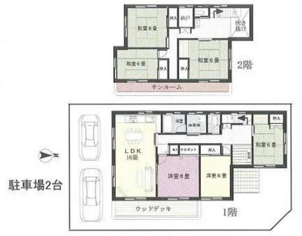 Floor plan. 29,800,000 yen, 6LDK+S, Land area 194.8 sq m , Building area 155.67 sq m
