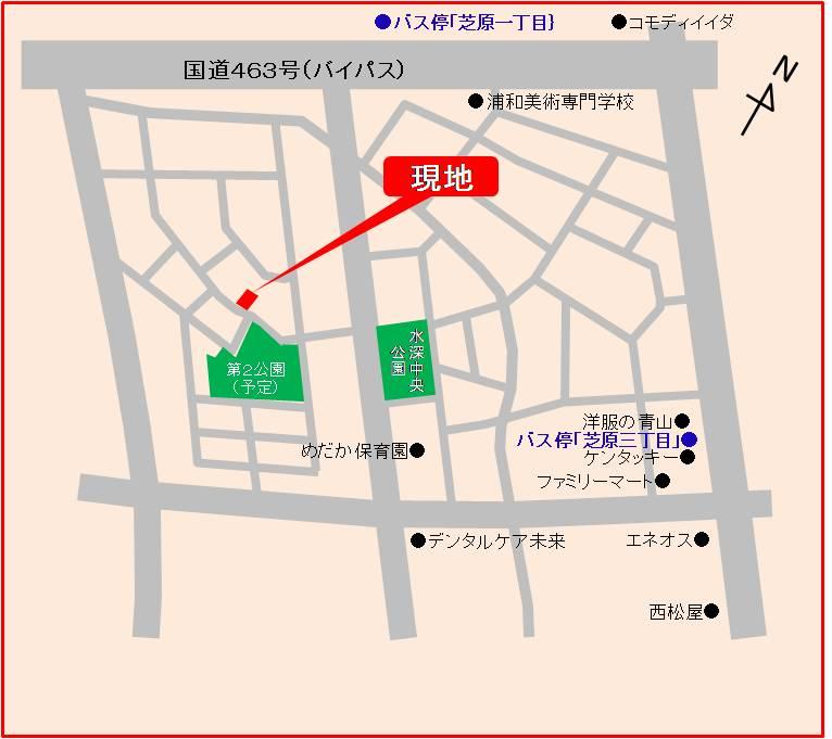 Local guide map. Located in the 500m meters from "Shibahara Sanchome" bus stop.