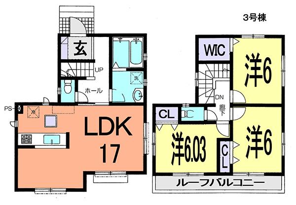 Floor plan. (3 Building), Price 22,800,000 yen, 3LDK, Land area 94.2 sq m , Building area 86.11 sq m