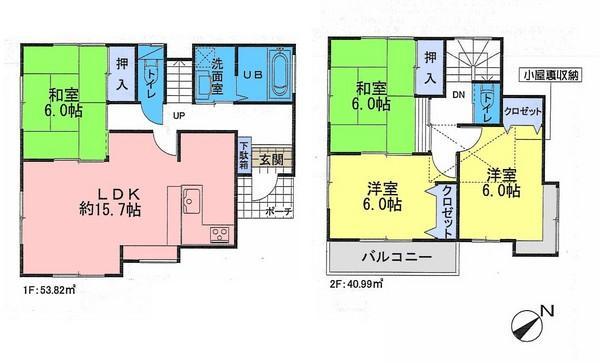 Floor plan. 23.8 million yen, 4LDK, Land area 100.67 sq m , Building area 94.81 sq m