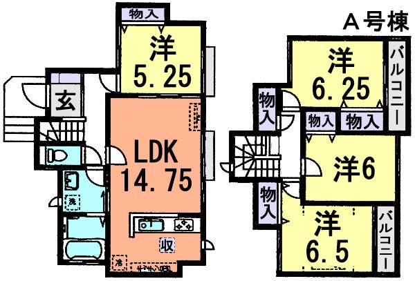 Floor plan. (A Building), Price 25,800,000 yen, 4LDK, Land area 115.57 sq m , Building area 92.33 sq m