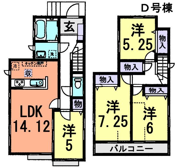 Floor plan. (D Building), Price 26,800,000 yen, 4LDK, Land area 110.01 sq m , Building area 91.29 sq m