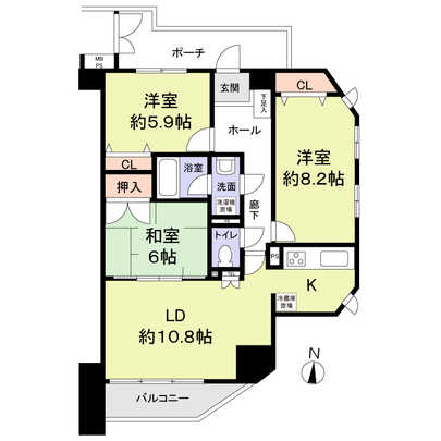 Floor plan. 3LDK, Price 14.8 million yen, Occupied area 74.16 sq m , Balcony area 5.42 sq m