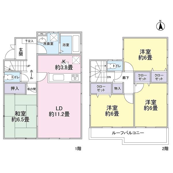 Floor plan. 25,800,000 yen, 4LDK, Land area 100.08 sq m , Building area 93.57 sq m