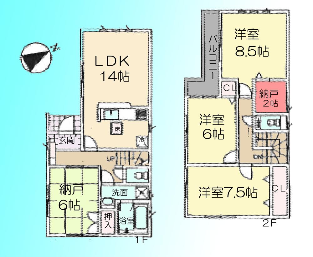 Floor plan. 26,800,000 yen, 3LDK + S (storeroom), Land area 111.05 sq m , Building area 98.01 sq m