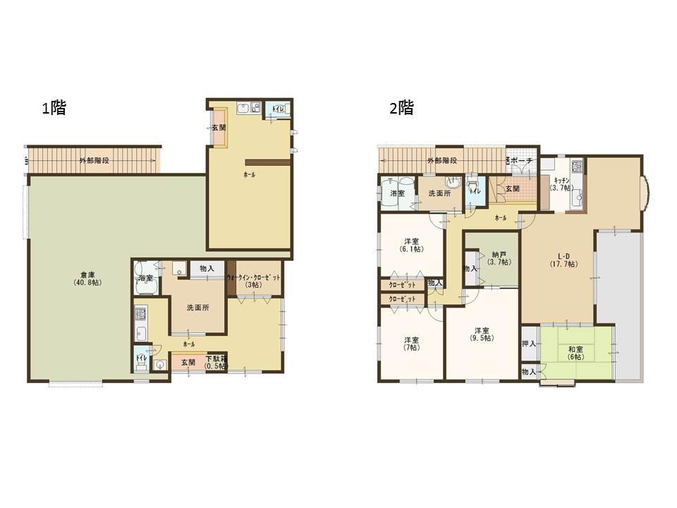 Floor plan. 49,800,000 yen, 6LDDKK + S (storeroom), Land area 214.94 sq m , Building area 254.02 sq m warehouse ・ With office! The second floor is 4LDK housing!