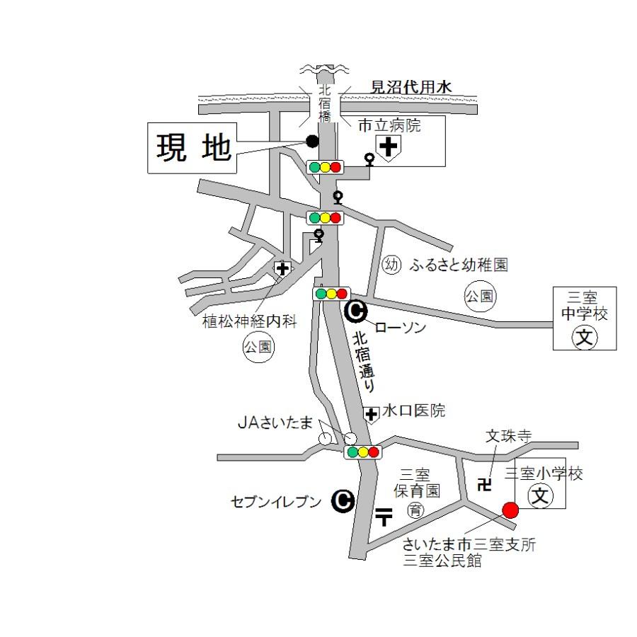 Local guide map. Saitama City, north of the land of green-ku, three-chamber 2459-57