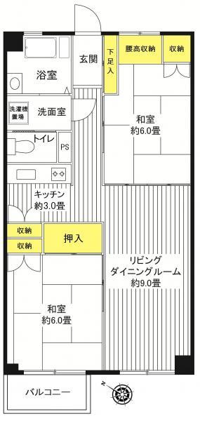 Floor plan. 2LDK, Price 5 million yen, Occupied area 53.17 sq m , Balcony area 2.83 sq m