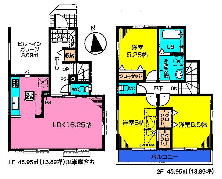 Floor plan. (5 Building), Price 24,800,000 yen, 3LDK, Land area 92.54 sq m , Building area 91.9 sq m