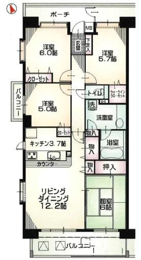 Floor plan. 4LDK, Price 25,800,000 yen, Occupied area 85.89 sq m , Balcony area 17.9 sq m