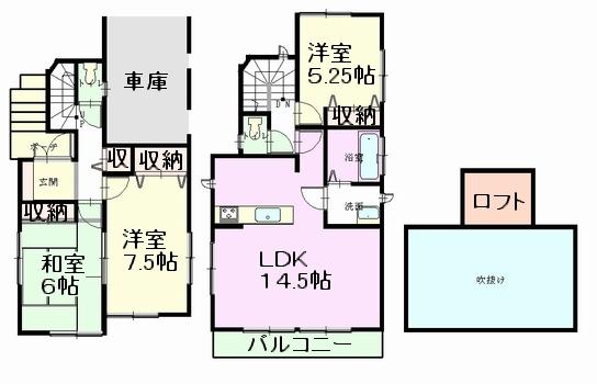 Floor plan. 34,500,000 yen, 3LDK, Land area 80.7 sq m , Building area 92.74 sq m All rooms are two-sided lighting
