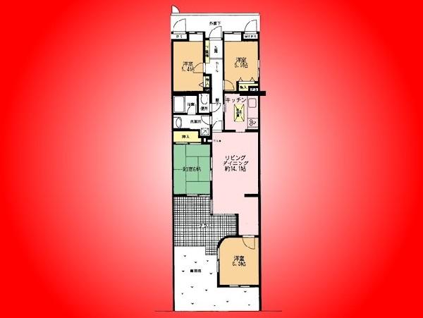Floor plan. 4LDK, Price 16.8 million yen, Occupied area 87.89 sq m