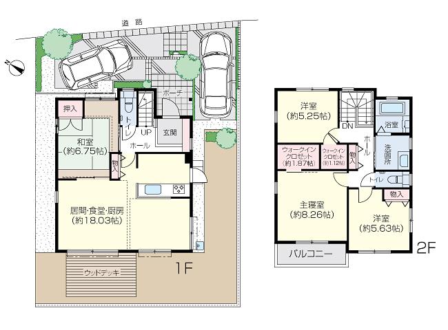 Floor plan. (Building 2), Price 54,360,000 yen, 4LDK, Land area 150.45 sq m , Building area 105.37 sq m