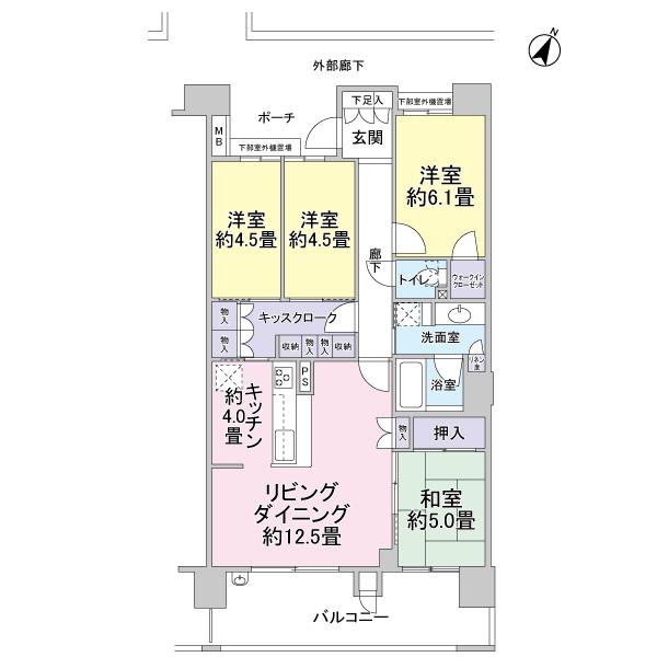 Floor plan. 4LDK, Price 28.8 million yen, Footprint 87.4 sq m , Balcony area 14.8 sq m