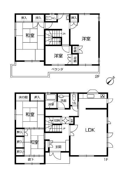 Floor plan. 28.8 million yen, 5LDK, Land area 207.85 sq m , Building area 154.97 sq m 5LDK