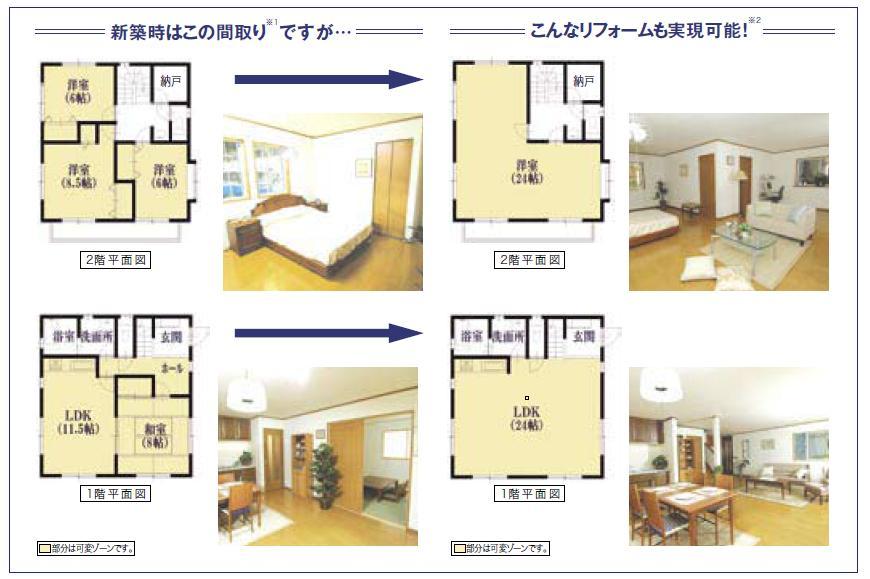 Construction ・ Construction method ・ specification. Without performing a skeleton infill reinforcement work, Taking the partition between the room has become possible in structure. You can change the floor plan to suit the lifestyle of that time. 