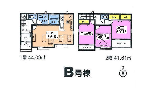 Floor plan. (B Building), Price 29.5 million yen, 3LDK, Land area 102.68 sq m , Building area 85.7 sq m