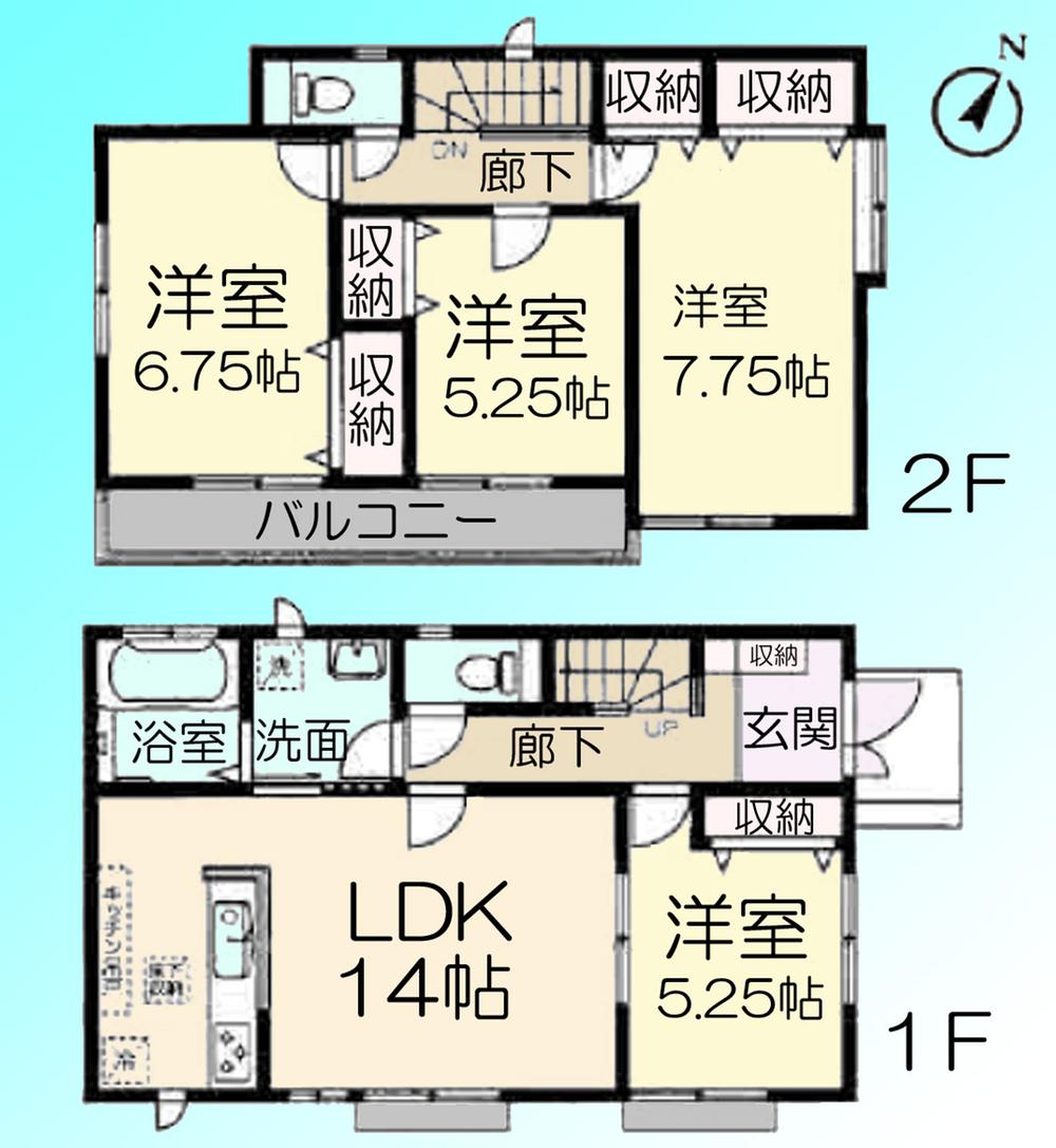 Floor plan. 28.8 million yen, 4LDK, Land area 124.7 sq m , Building area 94.81 sq m