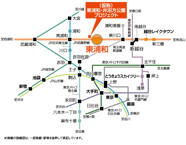Surrounding environment. JR Musashino Line "Kazu Higashiura" station. It intersects with the variety of routes, Convenient to transfer.  ※ Access view