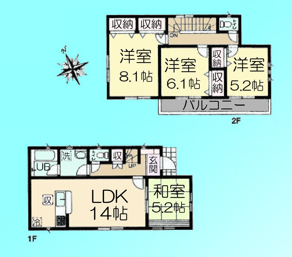 Floor plan. 26,800,000 yen, 4LDK, Land area 115.87 sq m , Building area 91.52 sq m