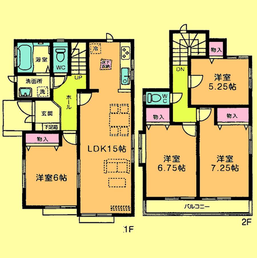Floor plan. Price 26,900,000 yen, 4LDK, Land area 103.88 sq m , Building area 94.6 sq m