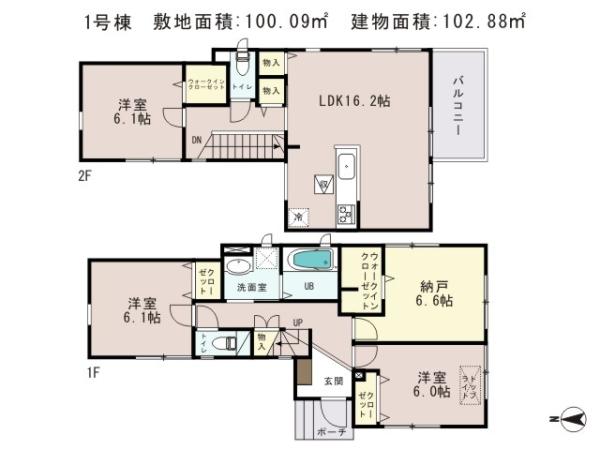 Floor plan. 25,800,000 yen, 3LDK + S (storeroom), Land area 100.09 sq m , Building area 102.88 sq m