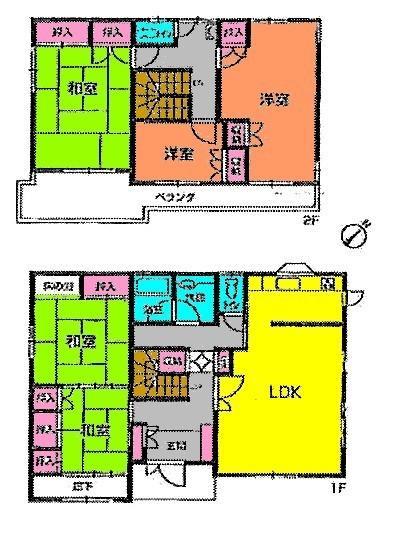 Floor plan. 28.8 million yen, 5LDK, Land area 207.85 sq m , Building area 154.97 sq m