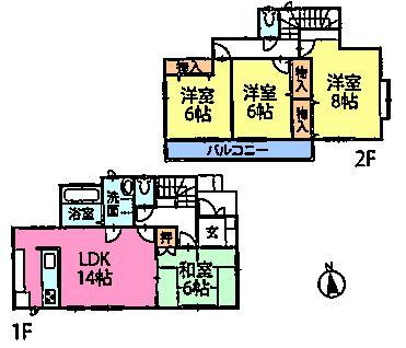 Floor plan. (A Building), Price 38,800,000 yen, 4LDK, Land area 100.25 sq m , Building area 97.5 sq m