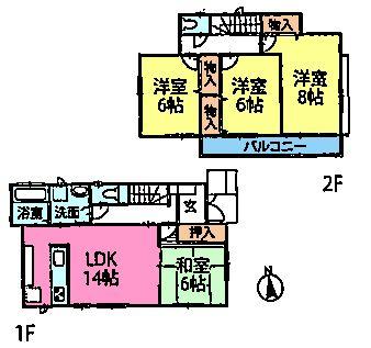 Floor plan. (B Building), Price 37,800,000 yen, 4LDK, Land area 100.09 sq m , Building area 96.05 sq m