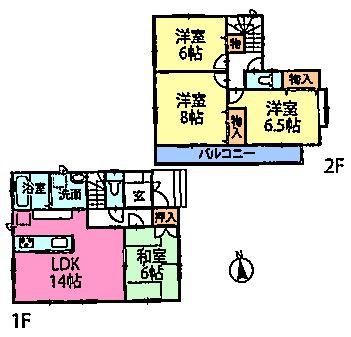 Floor plan. (E Building), Price 37,800,000 yen, 4LDK, Land area 100.09 sq m , Building area 94.39 sq m