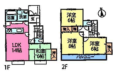 Floor plan. (J Building), Price 32,800,000 yen, 4LDK, Land area 126.95 sq m , Building area 95.22 sq m