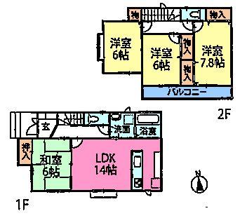 Floor plan. (M Building), Price 37,800,000 yen, 4LDK, Land area 100.1 sq m , Building area 96.05 sq m