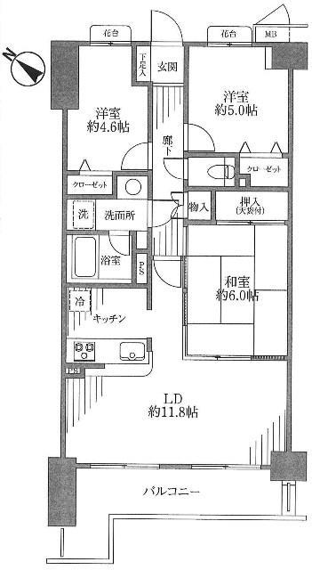 Floor plan. 3LDK, Price 24,800,000 yen, Footprint 67.5 sq m , Balcony area 9.43 sq m
