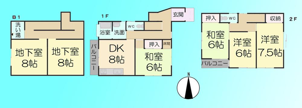 Floor plan. 22,800,000 yen, 4DK, Land area 85.97 sq m , Building area 86.59 sq m