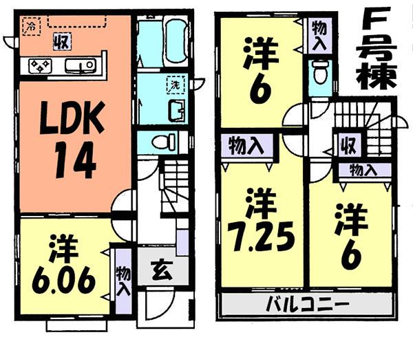 Floor plan. (F Building), Price 30,300,000 yen, 4LDK, Land area 110.45 sq m , Building area 92.74 sq m