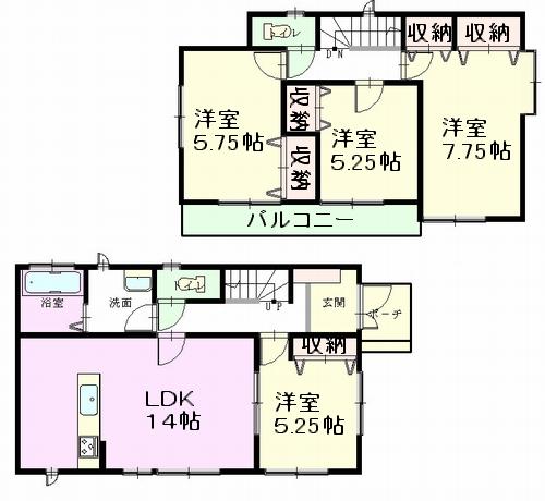 Floor plan. (A Building), Price 28.8 million yen, 4LDK, Land area 124.7 sq m , Building area 94.81 sq m