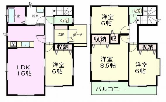 Floor plan. (D Building), Price 32,800,000 yen, 4LDK, Land area 112.53 sq m , Building area 96.05 sq m