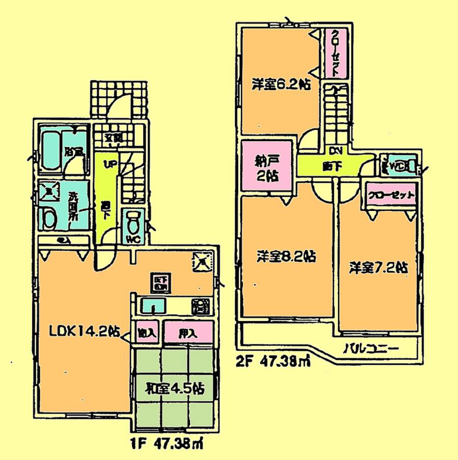 Floor plan. Price 26,800,000 yen, 4LDK+S, Land area 107.68 sq m , Building area 94.76 sq m
