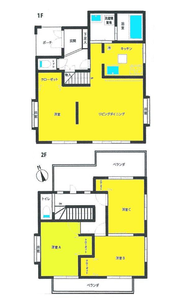 Floor plan. 24 million yen, 4LDK, Land area 108.54 sq m , Building area 96.05 sq m ■ All rooms are balcony room ~